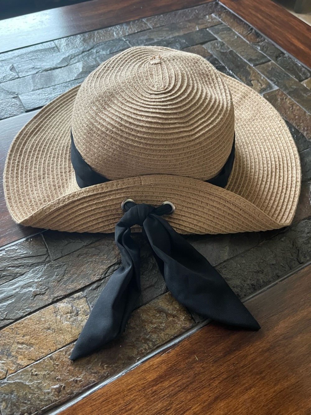 San Diego Hat Company Tan Straw Hat Fold Back with Black Band